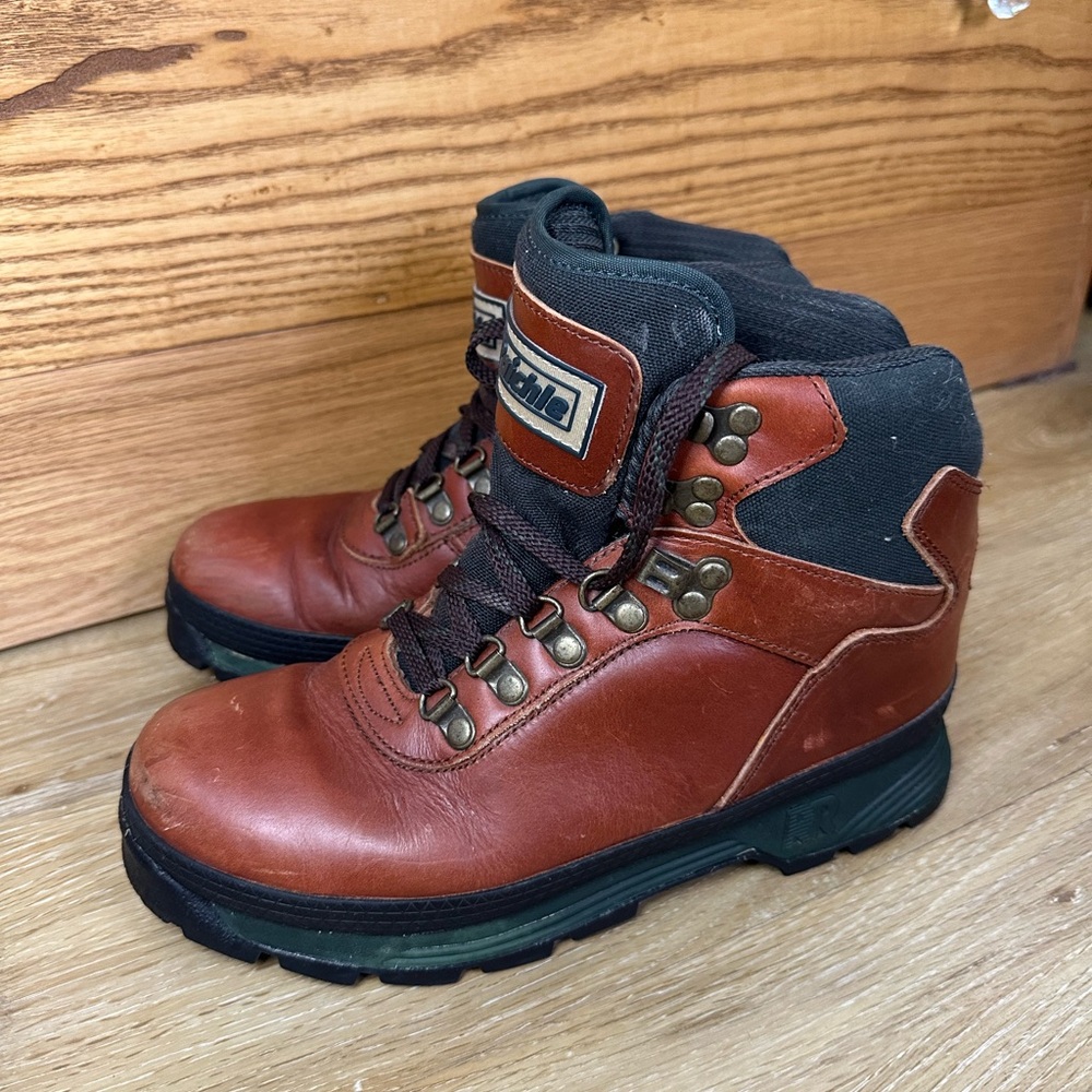 Vintage Raichle Hiking Mountaineering Leather Lace Up Ankle Boot Women's Sz 7.5